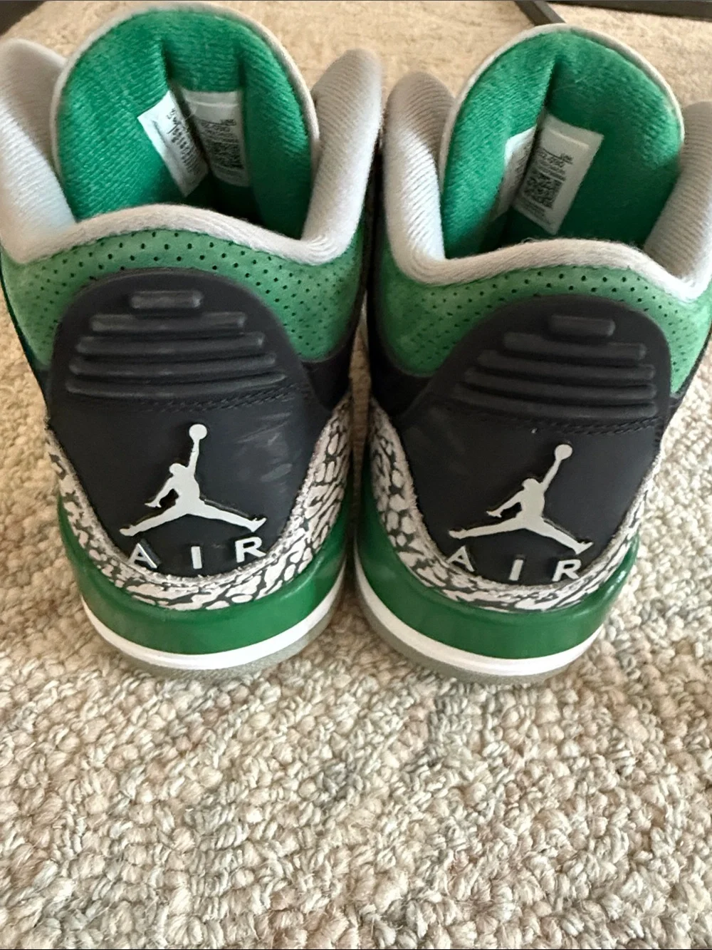 Jordan Men's Black and Gray Basketball Sneakers with Green Jumpman “green glow”
